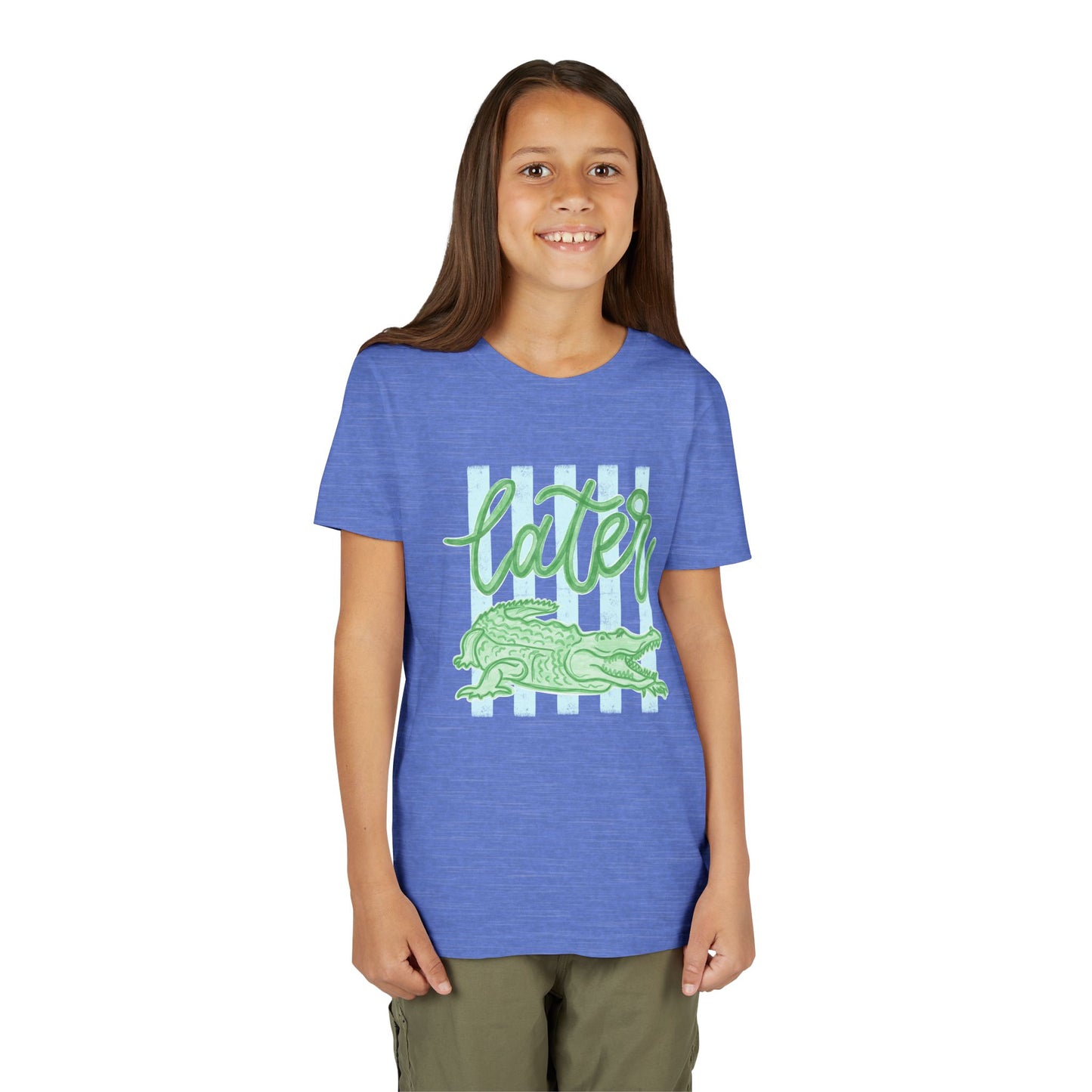 Youth Tee — 'Later' Green Alligator Graphic