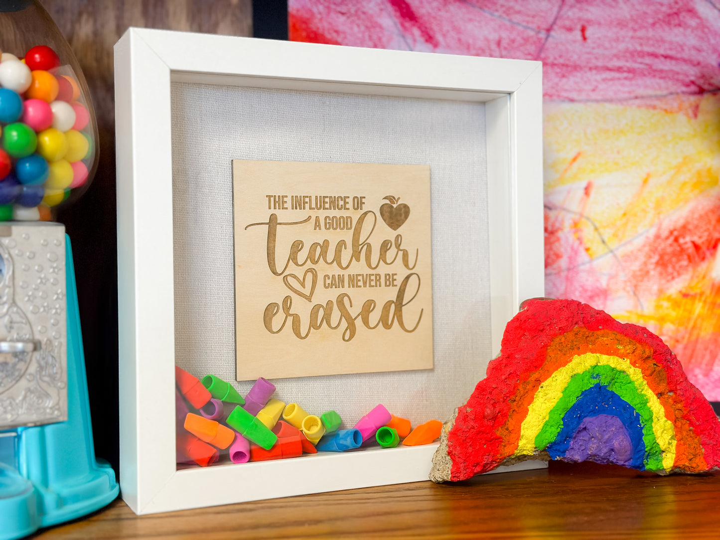Teachers Can Never Be Erased shadow box • Teacher Appreciation • Back to School Gift