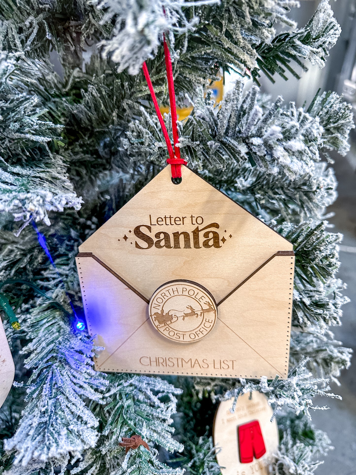 Dear Santa Letter Ornament – Wooden Envelope Christmas Ornament | Insert Your Child’s Letter to Santa | North Pole Post Office Design