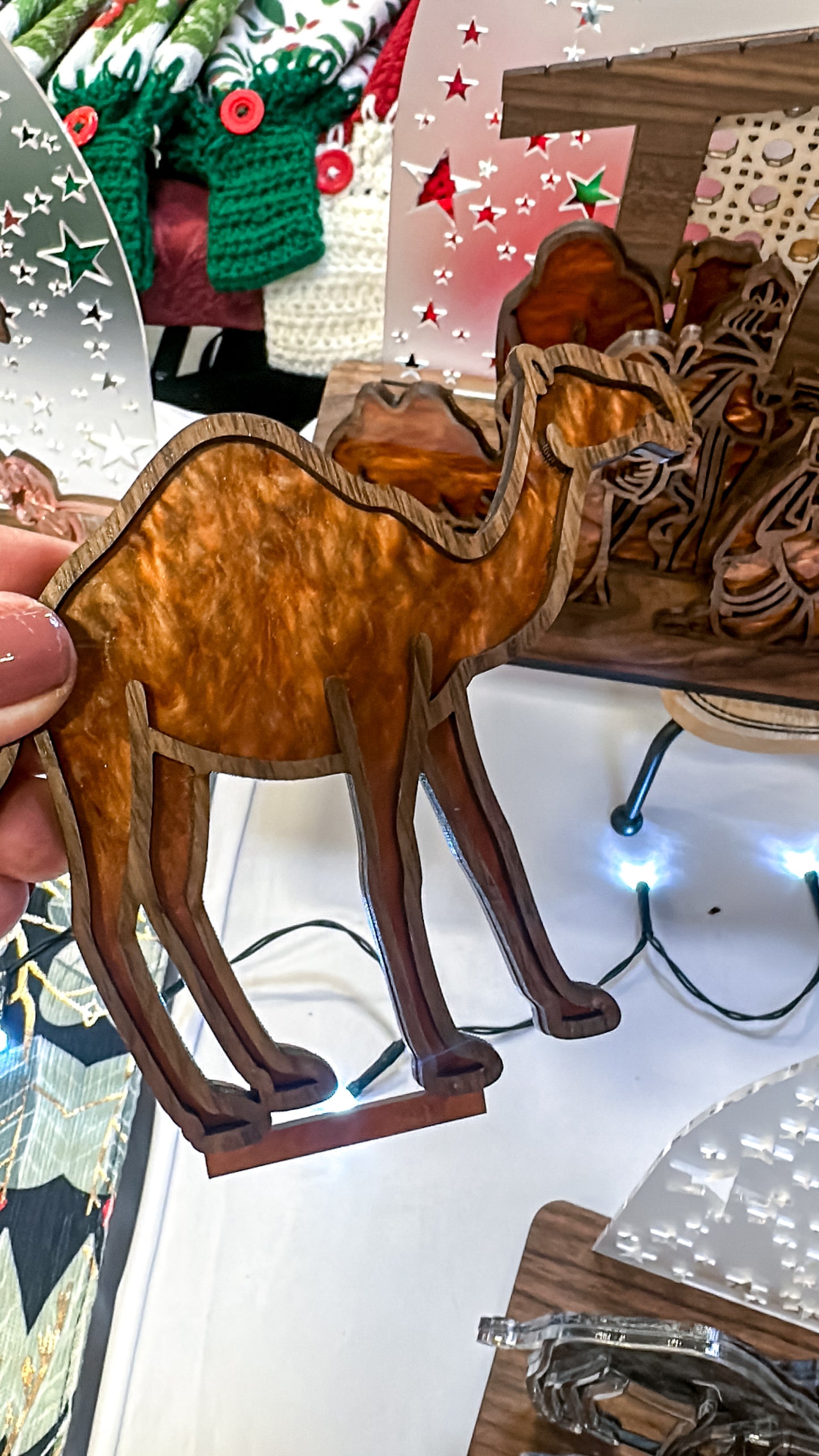 Wood & Acrylic Nativity Set – Layered Christmas Nativity • Stained Glass Effect • Multiple Color Options • Heirloom Display