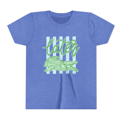 Youth Tee — 'Later' Green Alligator Graphic