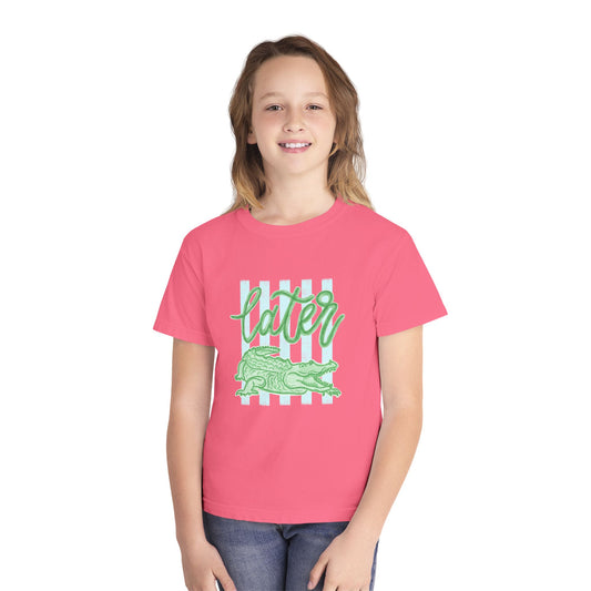 Youth Tee — 'Later' Alligator Graphic Shirt (Fun Beachy Vibe)