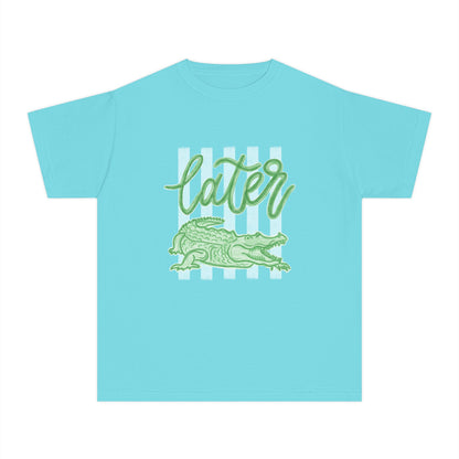 Youth Tee — 'Later' Alligator Graphic Shirt (Fun Beachy Vibe)