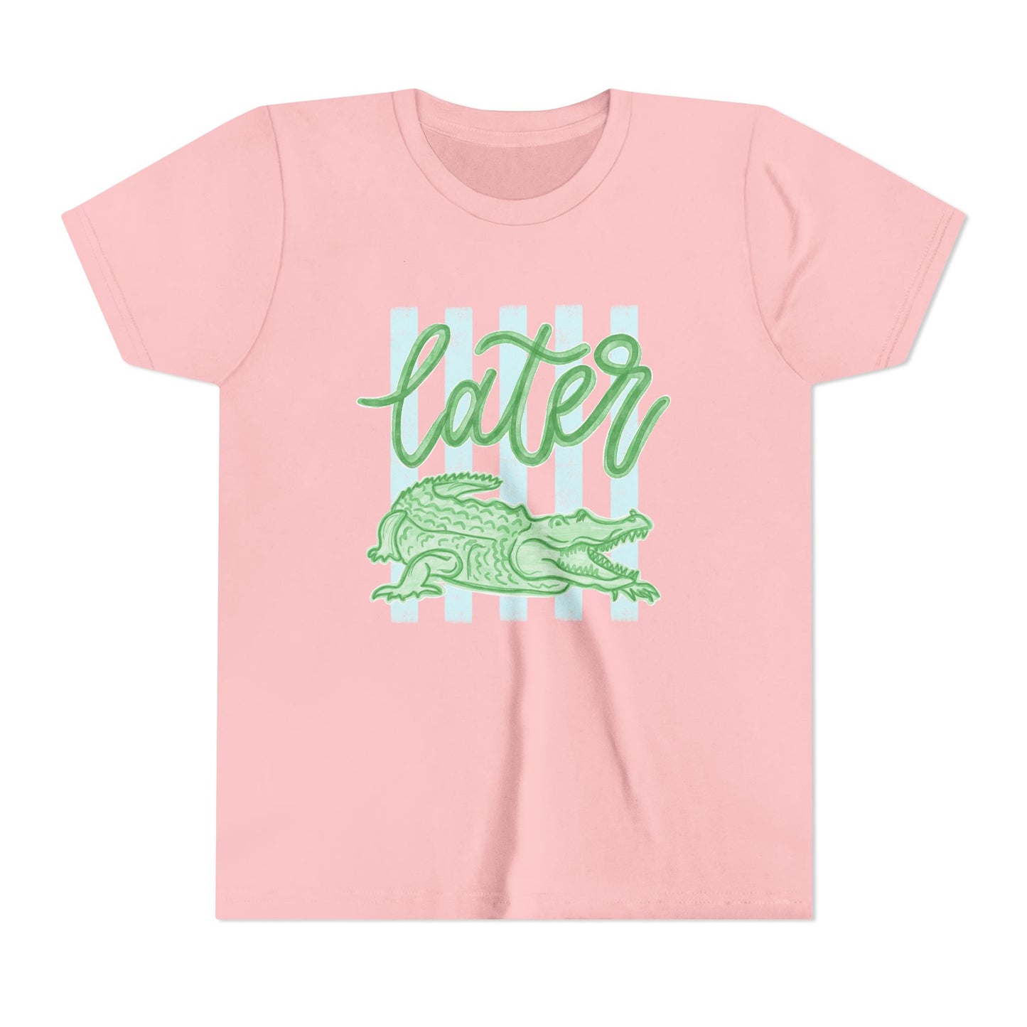 Youth Tee — 'Later' Green Alligator Graphic