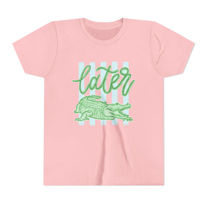Youth Tee — 'Later' Green Alligator Graphic