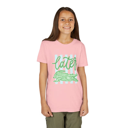 Youth Tee — 'Later' Green Alligator Graphic