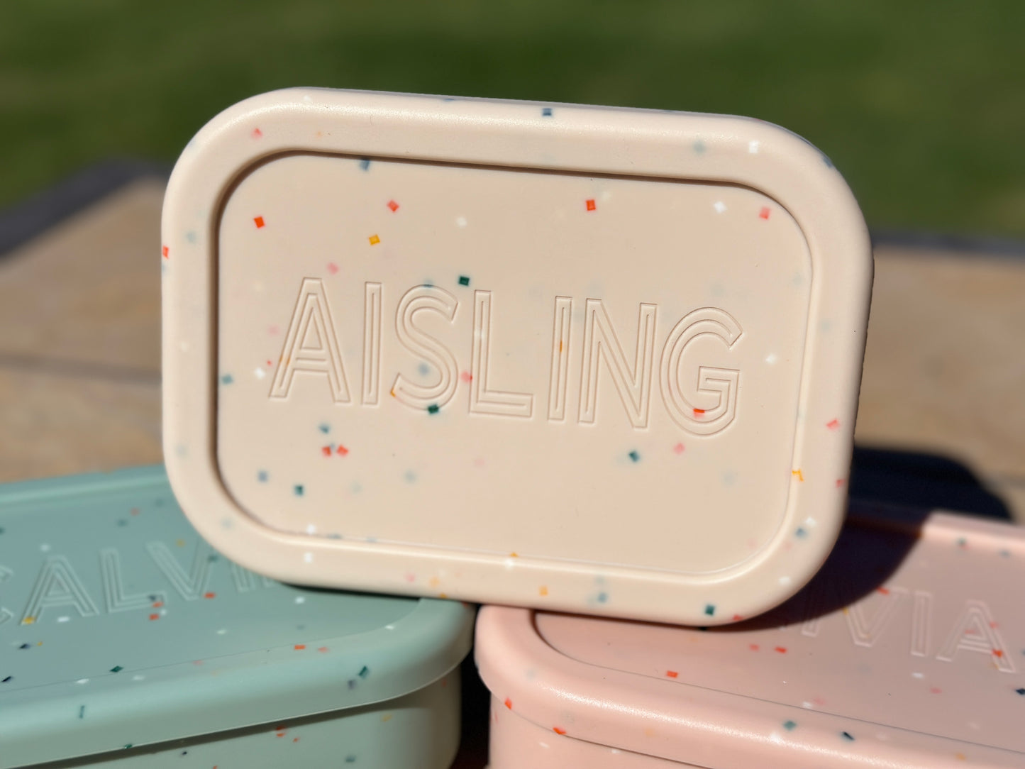 Personalized name silicone Lunch Box for kids, bento box, back to school, daycare snack box, snackle box, gift for child, travel snack tote