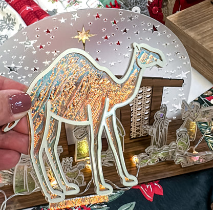 Wood & Acrylic Nativity Set – Layered Christmas Nativity • Stained Glass Effect • Multiple Color Options • Heirloom Display