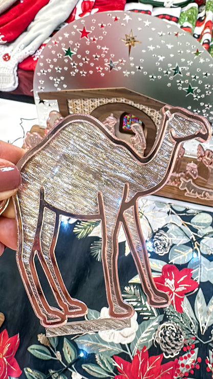 Wood & Acrylic Nativity Set – Layered Christmas Nativity • Stained Glass Effect • Multiple Color Options • Heirloom Display