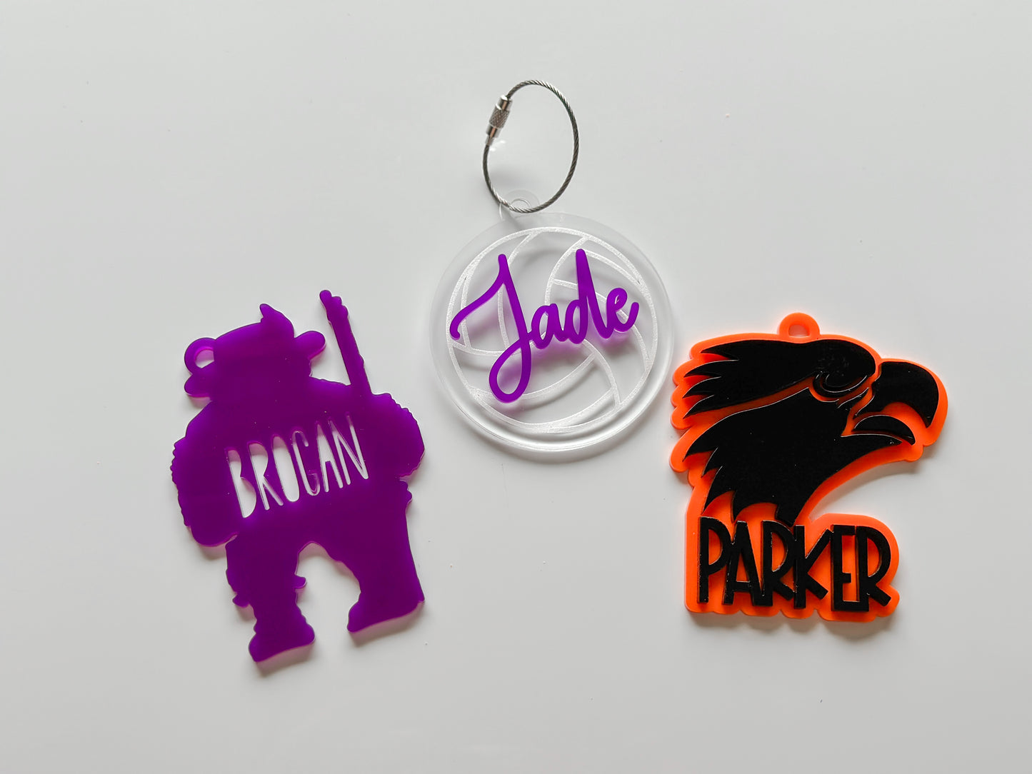 Mascot & Sport Acrylic Tag, Name Keychain, Personalized Name Clip, Backpack Keychain, Diaper Bag Tag, 3D Name Tag, Mama, Book Bag Tag