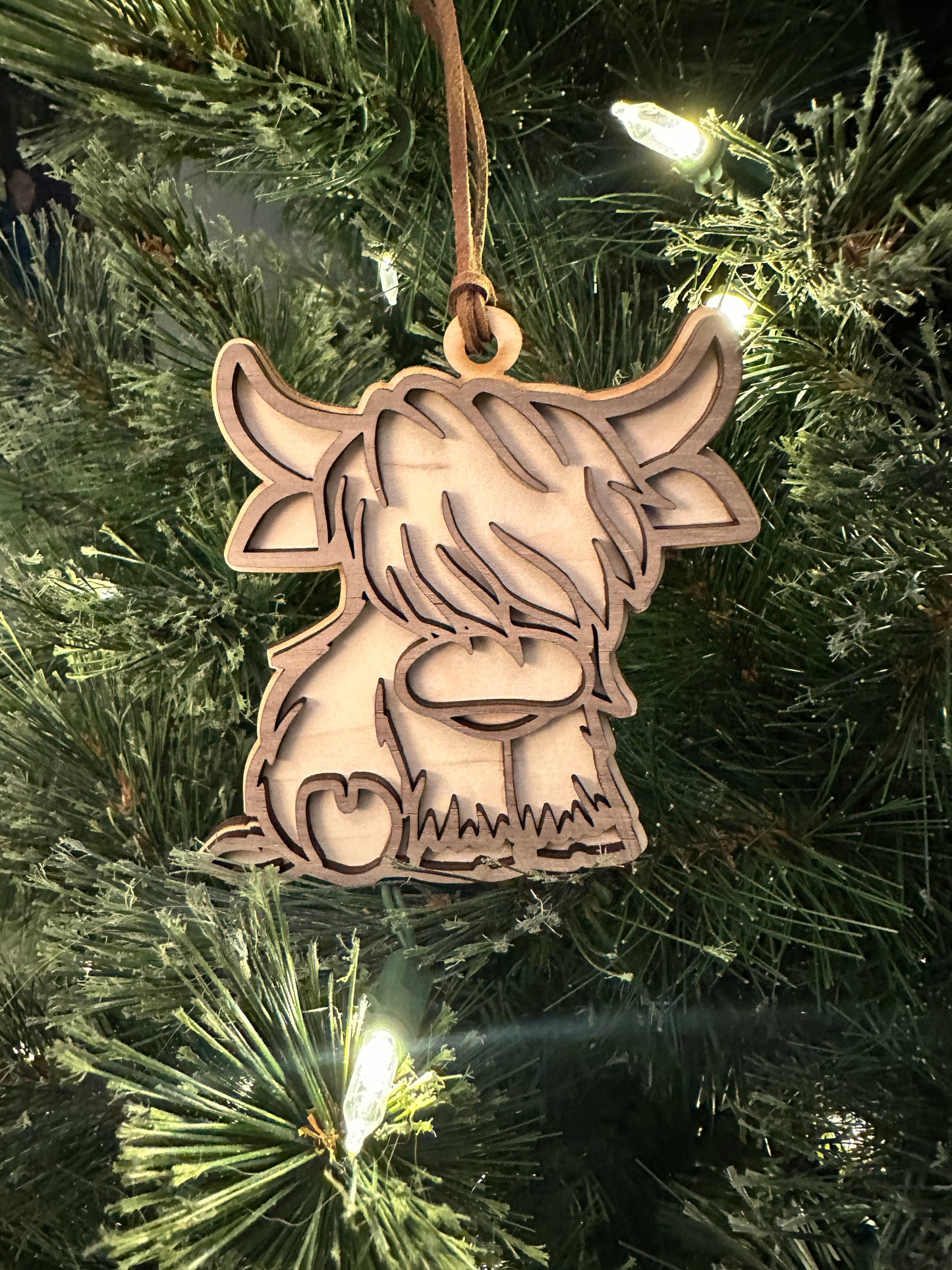 Rustic Charm Highland Cow Christmas Ornament