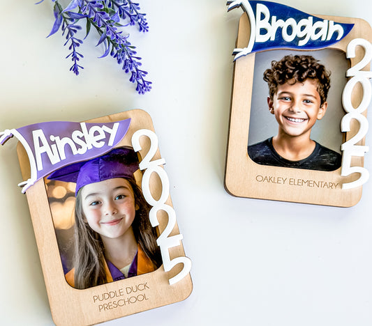 Personalized Graduation Photo Magnet 2025 | Custom Senior Gift | Class of 2025 Keepsake | Wood Frame Fridge Magnet | Gift Card Holder