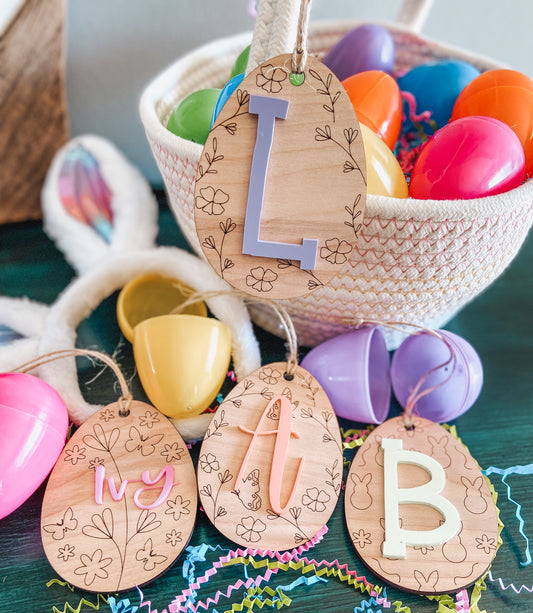 Floral Easter basket tag