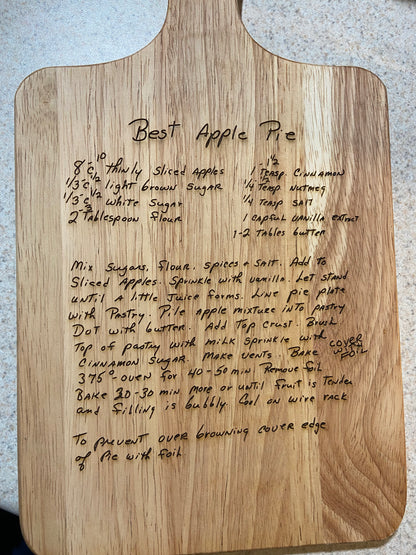 Handwritten Recipe Board